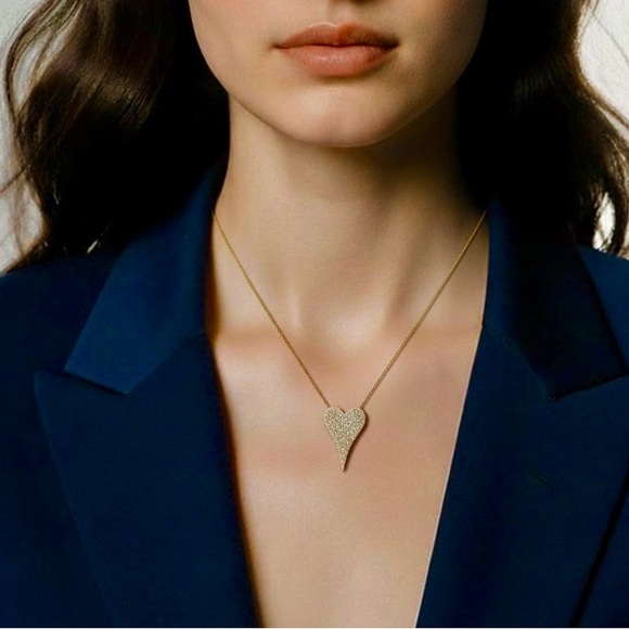 XL pave diamond heart 16-18 adjustable - Picture 6 of 7